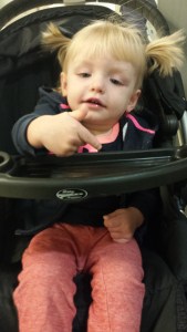 Madison trying to do a thumbs up before going in for the xray