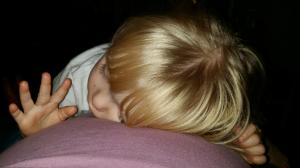 Waving hi to her brother 